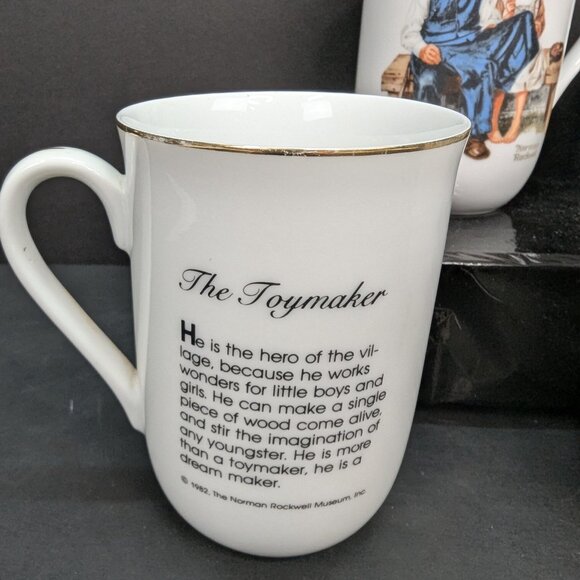 Vintage Norman Rockwell 1982 Museum Collector Coffee Tea Cups Set of 5 - Picture 4 of 11